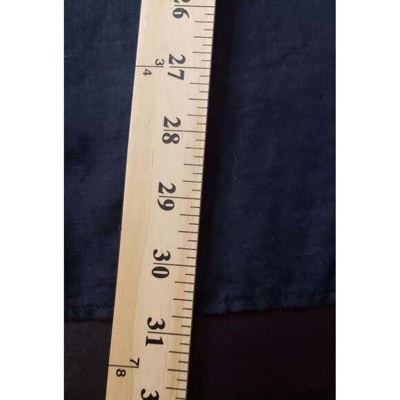 Saks Fifth Avenue Tunic Top Navy Blue S Off Shoulder 100% Linen Ruffle Boho Chic - Picture 7 of 7